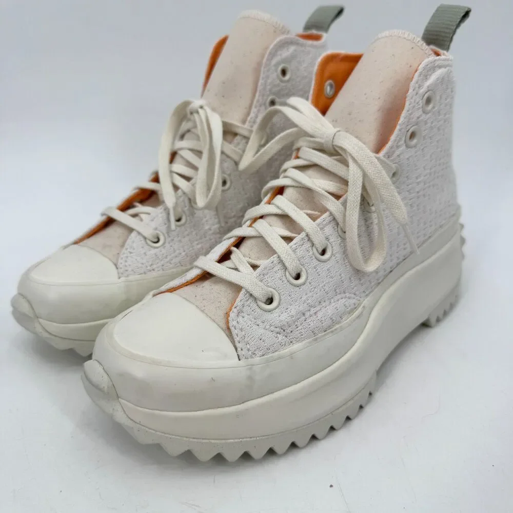 CONVERSE Run Star Hike White Orange Platform Sneakers Size 9